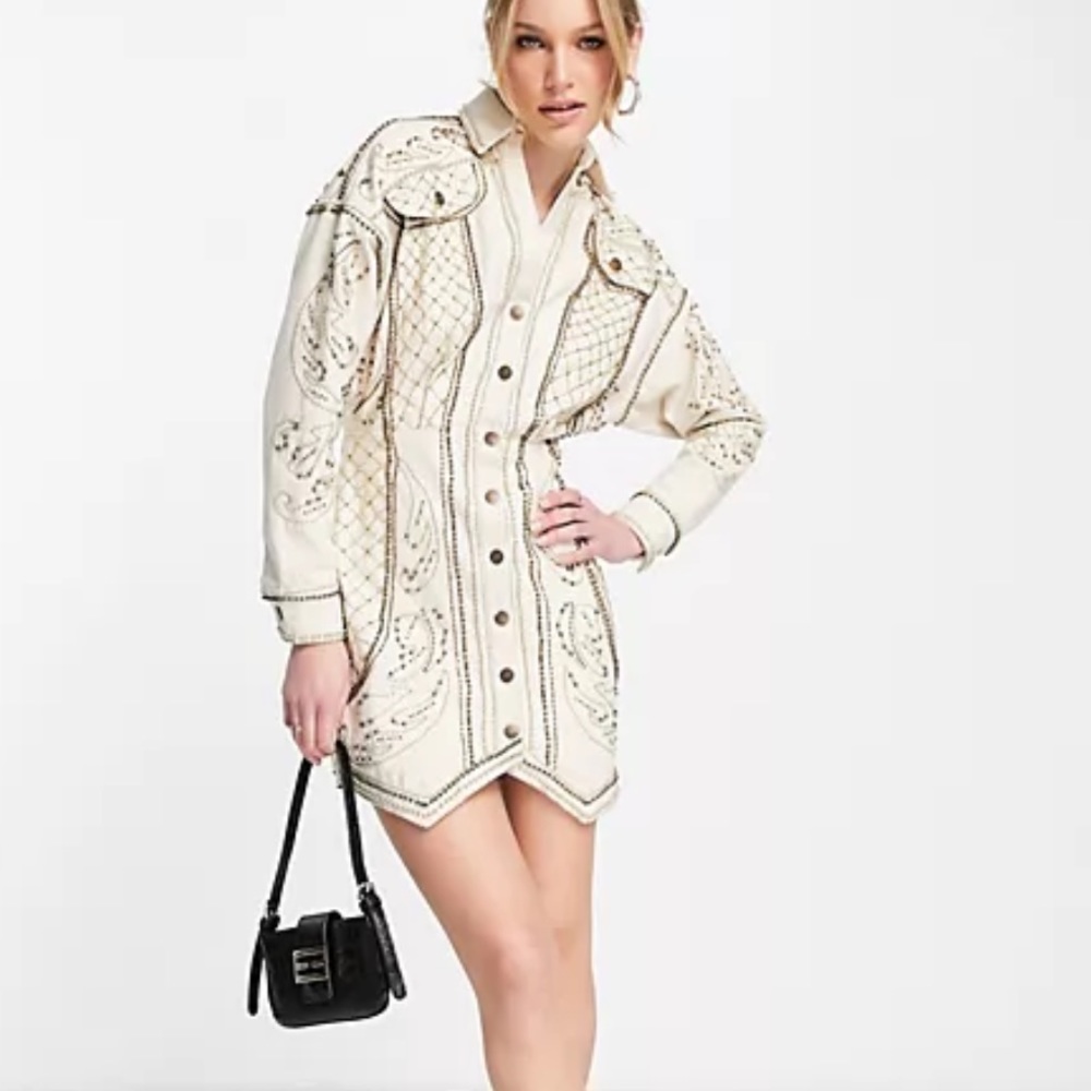 ASOS DESIGN structured mini dress with pearl embellishment